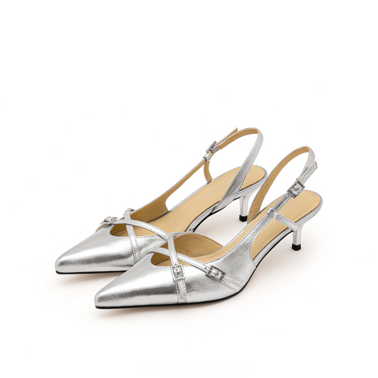 Kelly Kitten Heel in Silver Charm
